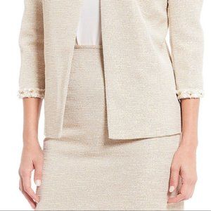 White/Beige Shimmer Preston & York Pencil Skirt